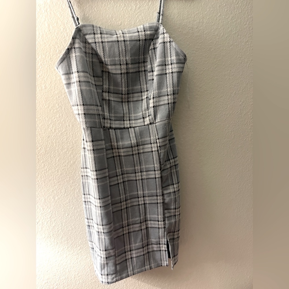 light blue plaid dress